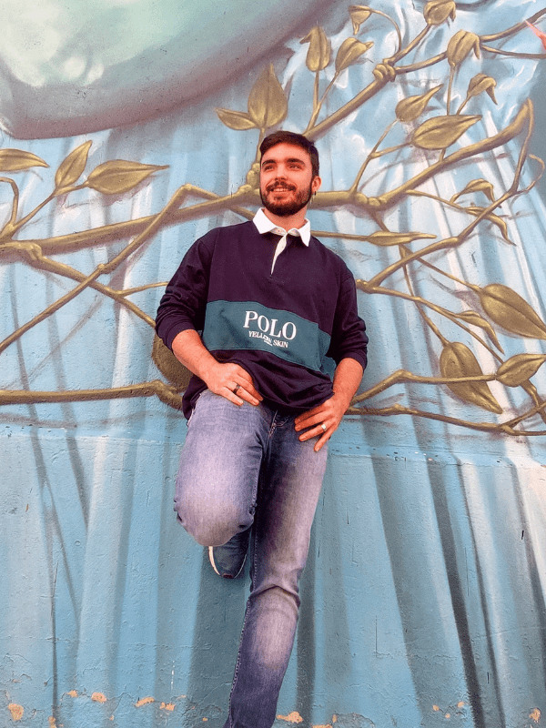 Polo azul manga larga oversize de Yellow Skin 8800V - Dau Moda