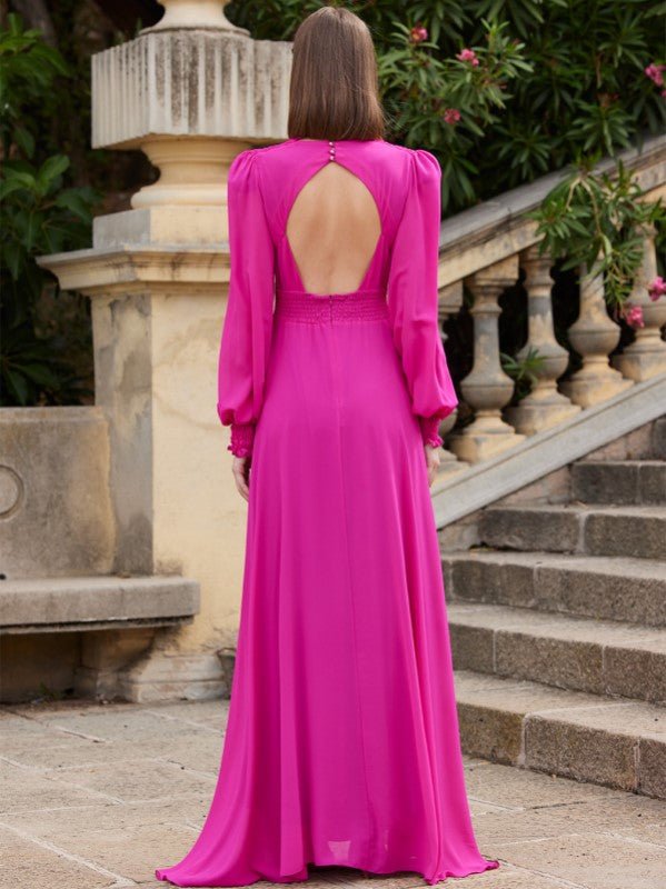 Vestido largo con manga de fiesta de Carla Ruiz 99552 - Dau Moda