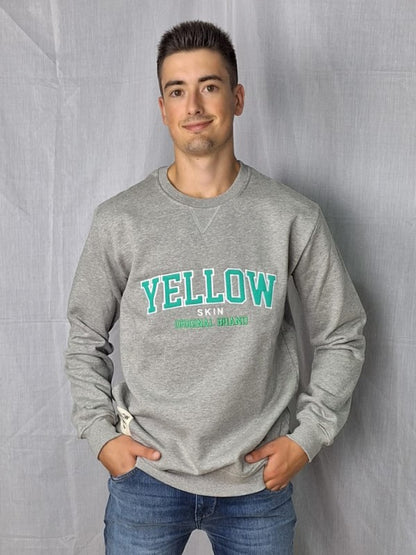 Sudadera unisex gris de cuello redondo de Yellow Skin 307