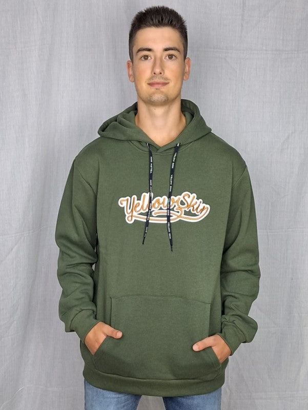 Sudadera unisex verde con capucha de Yellow Skin 310