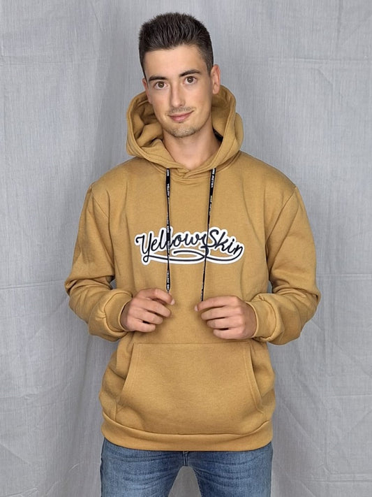 Sudadera unisex camel con capucha de Yellow Skin 310