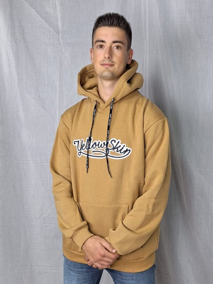 Sudadera unisex camel con capucha de Yellow Skin 310