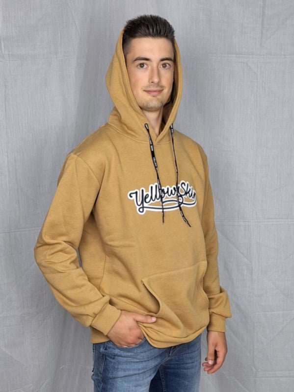 Sudadera unisex camel con capucha de Yellow Skin 310