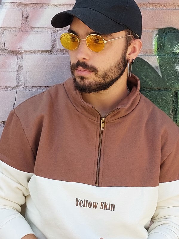 Sudadera media cremallera combinada de Yellow Skin 8816