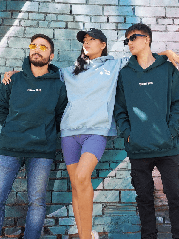 Sudadera unisex verde oversize de Yellow Skin 8842